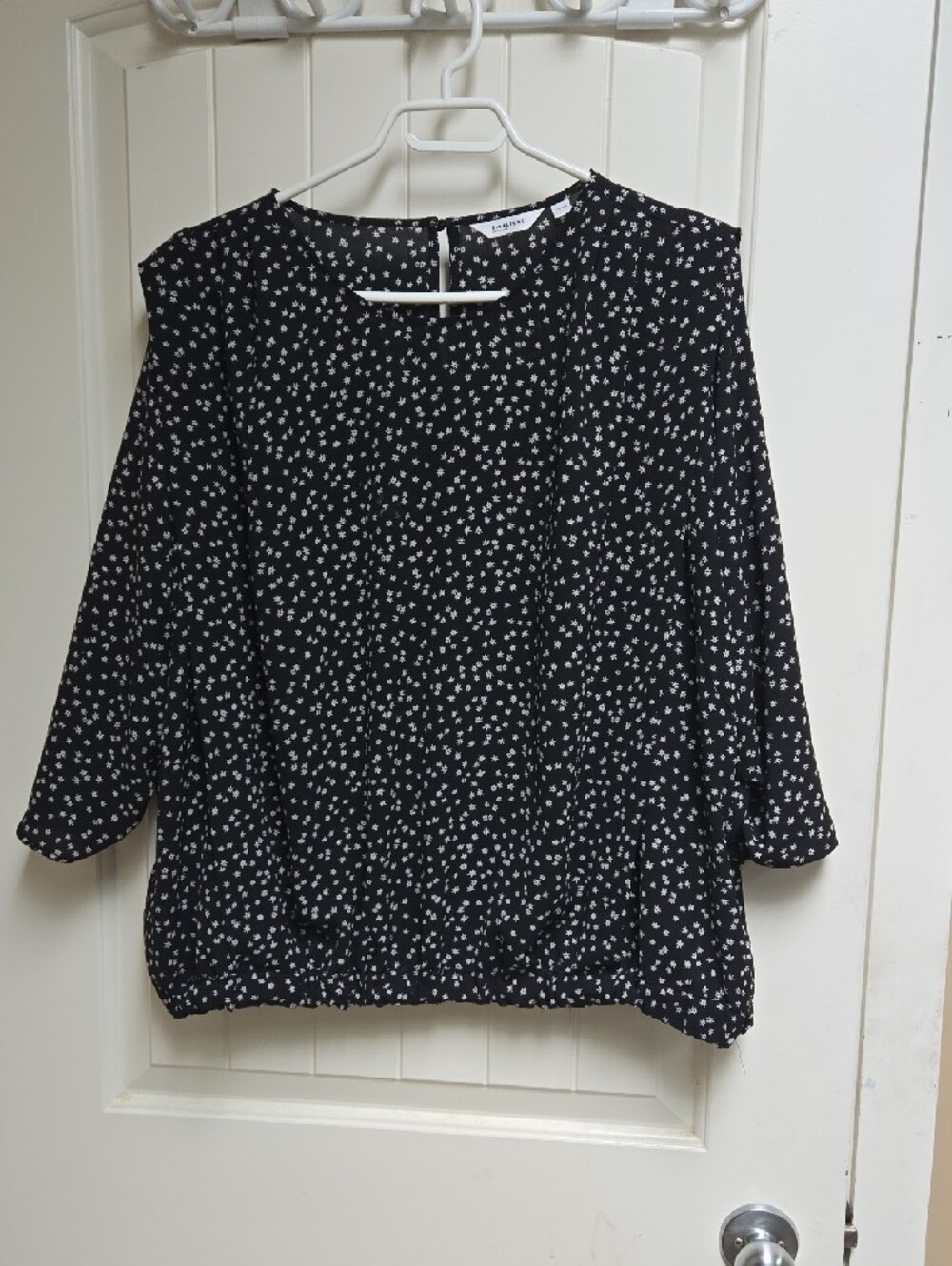Signature Reitmans Black Floral Long 3/4 Sleeve Women's Top Shirt XL